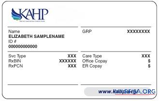 Blank Kentucky health insurance card real example